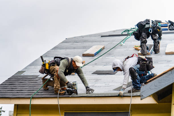 Professional Gutter Installation technician working in Randle, WA